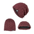 thumbnail image 2 of Xfvqtps Mens Beanie Slouchy Star Label Knitting Crochet Pullover Sport Style Vintage Fashion Stretch Windproof Coldproof Outdoor Fall Winter Warm Soft Skull Cap Wine, 2 of 4