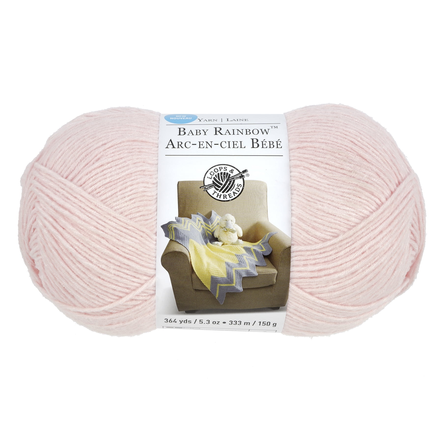 (3 pack) Baby Rainbow Yarn by Loops & Threads - Yarn for Knitting - Crochet - Weaving - and Arts & Crafts - Barely Pink - Polyester - 5.3 oz