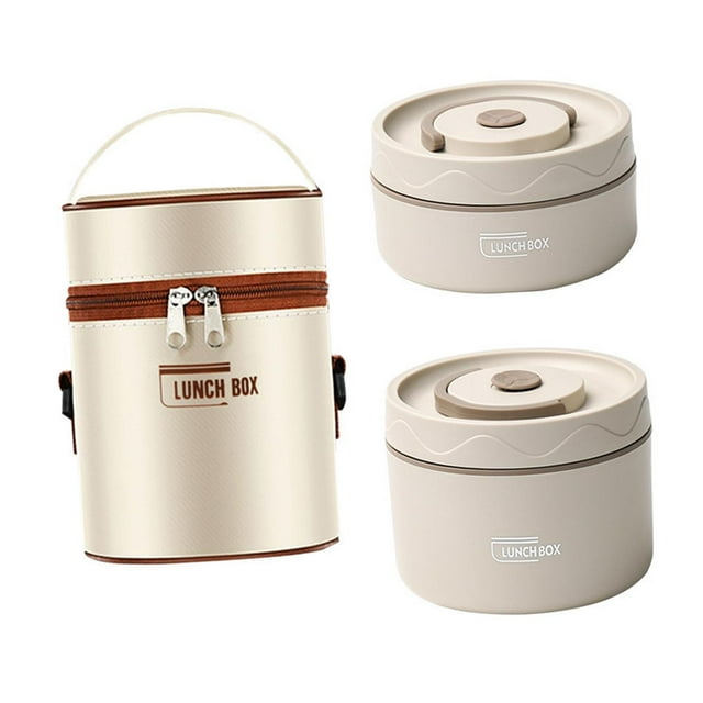 2 loncheras térmicas para almacenar alimentos fríos o calientes, con tapa hermética. Beige