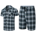 thumbnail image 3 of Tyhengta Men's Pajamas Plaid Sets Sleepwear Pajama Collar Short Sleeve Shirts and Pants Mens Pjs Lounge Set With Pockets Gradient color XXL, 3 of 6