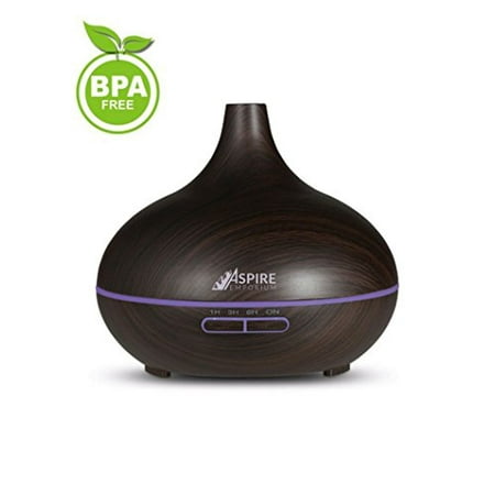 Essential Oil Diffuser by Aspire Emporium, 300 ML Capacity, Dark Wood Grain Finish Ultrasonic Oils Diffusers, Best for Home, Office, Baby Room, Aromatherapy Diffuser, Aroma Humidifier with Cool