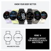 Garmin Venu 4, 45mm, Advanced Fitness and Multisport Tracker GPS Smartwatch, 1.4 AMOLED Display, Built-in Flashlight, 12 Days of Battery Life, Silver with Citron Silicone Band (Watch Bundle)