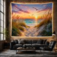 thumbnail image 6 of Sandy Path Through Beach Dunes at Sunset with Seagulls, Serene Coastal for Beach Lovers, Vibrant Ocean Artwork Housewarming Gift, Tapestry Wall Hanging for Bedroom and Living Room, 6 of 7