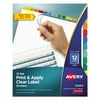 Avery Index Maker Print & Apply Clear Label Dividers w/Color Tabs, 12-Tab, Letter