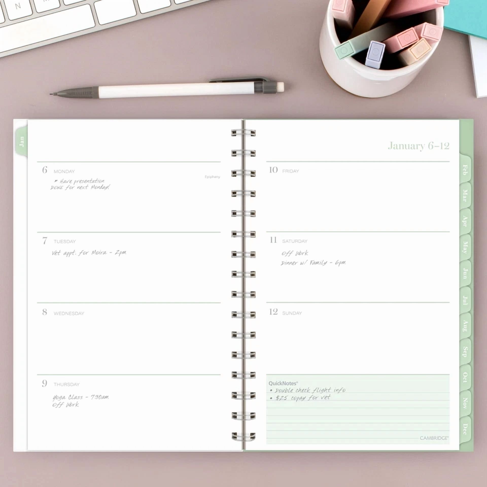 Cambridge Ombre 2025 Weekly Monthly Planner Multicolor Stylish Durable 5.5X8.5