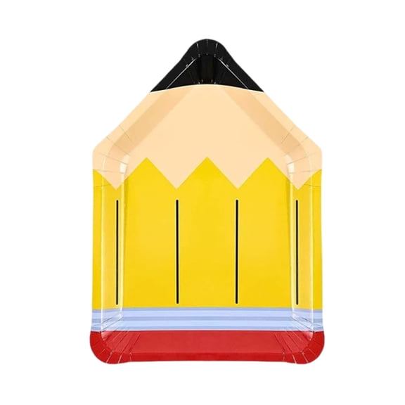 10-Pack Pencil Shaped Paper Plates - Back to School Party Supplies, Cute School-Themed Disposable Trays for Classroom, Picnic & First Day Celebrations