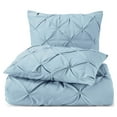 thumbnail image 3 of Nestl 3 Piece Pinch Pleated Pintuck Duvet Cover Set with Shams, Soft Microfiber,Button Closure Bedding Set, Queen - Ice Blue, 3 of 9