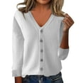 thumbnail image 2 of Cardigan Sweaters for Women Long Sleeve Open Front Button Down Outwear Casual Knit Comfy Soft Lightweight Cardigans White L, 2 of 5