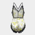 thumbnail image 5 of Odeerbi Ice Silk Onesie Pajamas for Women Sleep Rompers Sexy Lace Strap Bodysuit Fashion Printed Comfortable Backless Jumpsuit Yellow, 5 of 8