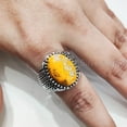 thumbnail image 4 of Bumblebee Jasper Mans Ring, Natural Bumblebee Jasper, Silver Jewelry, 925 Silver Ring, Birthday Gift, Heavy Mens Ring, Arabic Design, Ottoman Style Ring, Christmas, Turkey Mens Signet Ring, 4 of 7