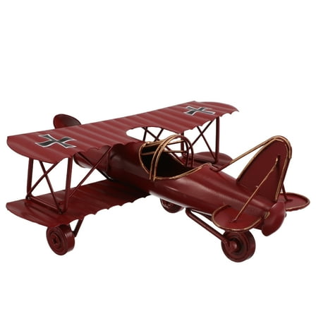 ELAYARD Vintage Iron Airplane Model Biplane Red 1Pack