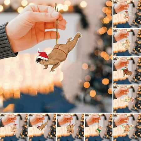 

Yesbay Christmas Pendant Festive Delightful Decorative Adorable Funny Posture Car Rear Mirror Acrylic Ornament for Party
