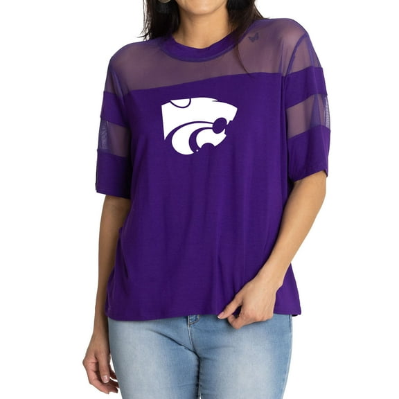 Women's Purple Kansas State Wildcats Relaxed Avery Power Mesh Fashion Jersey