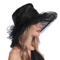 thumbnail image 4 of Mifelio Ken/tucky Derby Hats for Women, Women's Vintage Mesh Hat Floral Shade Holiday Brim Top Hat Fascinators Hats for Women Black, 4 of 7