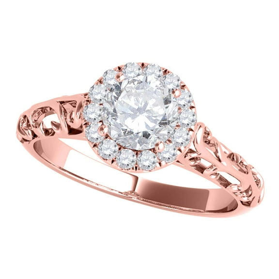 Aonejewelry 1/2 Carat Halo Round Diamond Engagement Ring In 14k Rose Gold