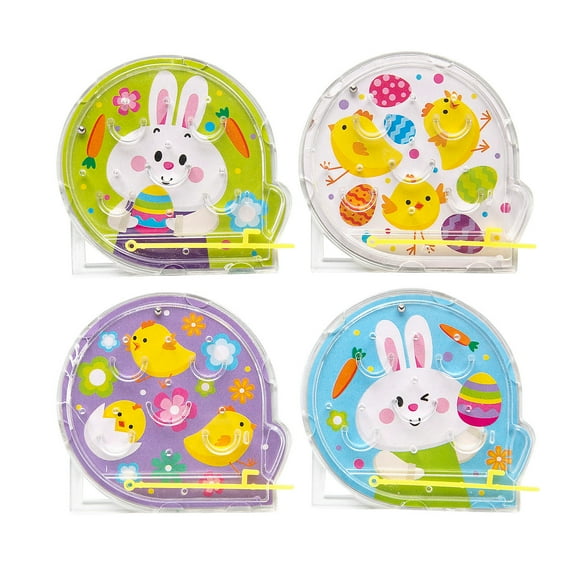 Fun Express 2 1/2" Bulk 72 Pieces Easter Bunny & Chicks Plastic Handheld Pinball Games