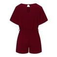 thumbnail image 5 of UPPADA Womens Summer Jumpsuit Short Sleeve Elegant Short Rompers Solid Crew Neck Strappy Playsuit Wide Leg Pants Overalls, 5 of 7