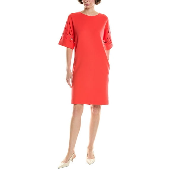 Natori womens Solid Knit Crepe Midi Dress, l, Red