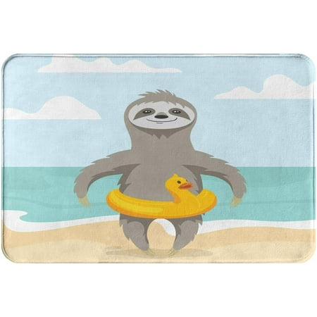 

Sloth Summer Print Bath Mat Non Slip Super Bathroom Rug Indoor Carpet Doormat Floor Dirt Trapper Mats Shoes Scraper 20x32 Inch