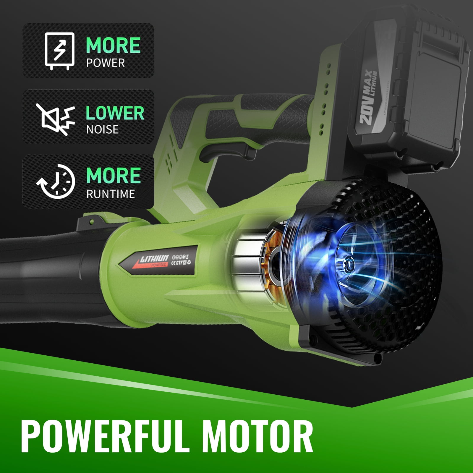 Green adjustable speed Cordless Leaf Blower