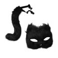 thumbnail image 2 of Máscara y cola de animal para fiestas, disfraces, clubes nocturnos, Halloween. Negro, 2 of 9