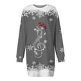 thumbnail image 4 of Women Christmas Outfit Women's Autumn Winter Holiday Print Round Neck Long Sleeve Everyday Comfortable Flowy Dress Gray L, 4 of 4