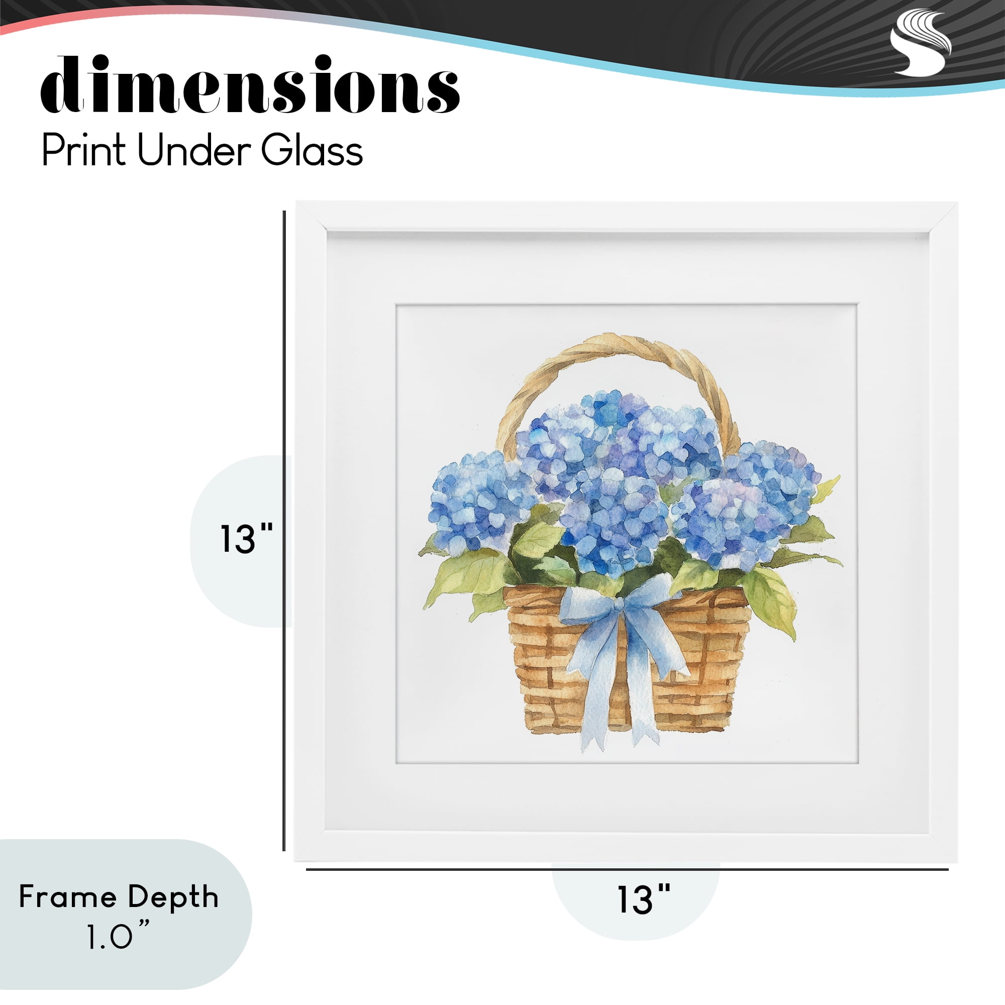 Stupell Industries Pretty Blue Hydrangea Picnic Basket White Framed Print Under Glass, design by Petal Prints Design