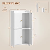 Small Storage Cabinet, Bathroom Storage Cabinet with 4 Doors, Floor Bathroom Organizer Freestanding for Small Spaces, Living Room, Kitchen, Entryway (Modern Minimalism, White)