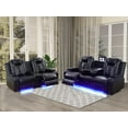thumbnail image 7 of Multifunction Power Air Leather Recliner Sofa Set with LED Lights, Living Room Furniture, Reclining Sofa, loveseat, Chair with USB Port/Storage Console/Cup Holders (Black, Sofa+Loveseat), 7 of 7