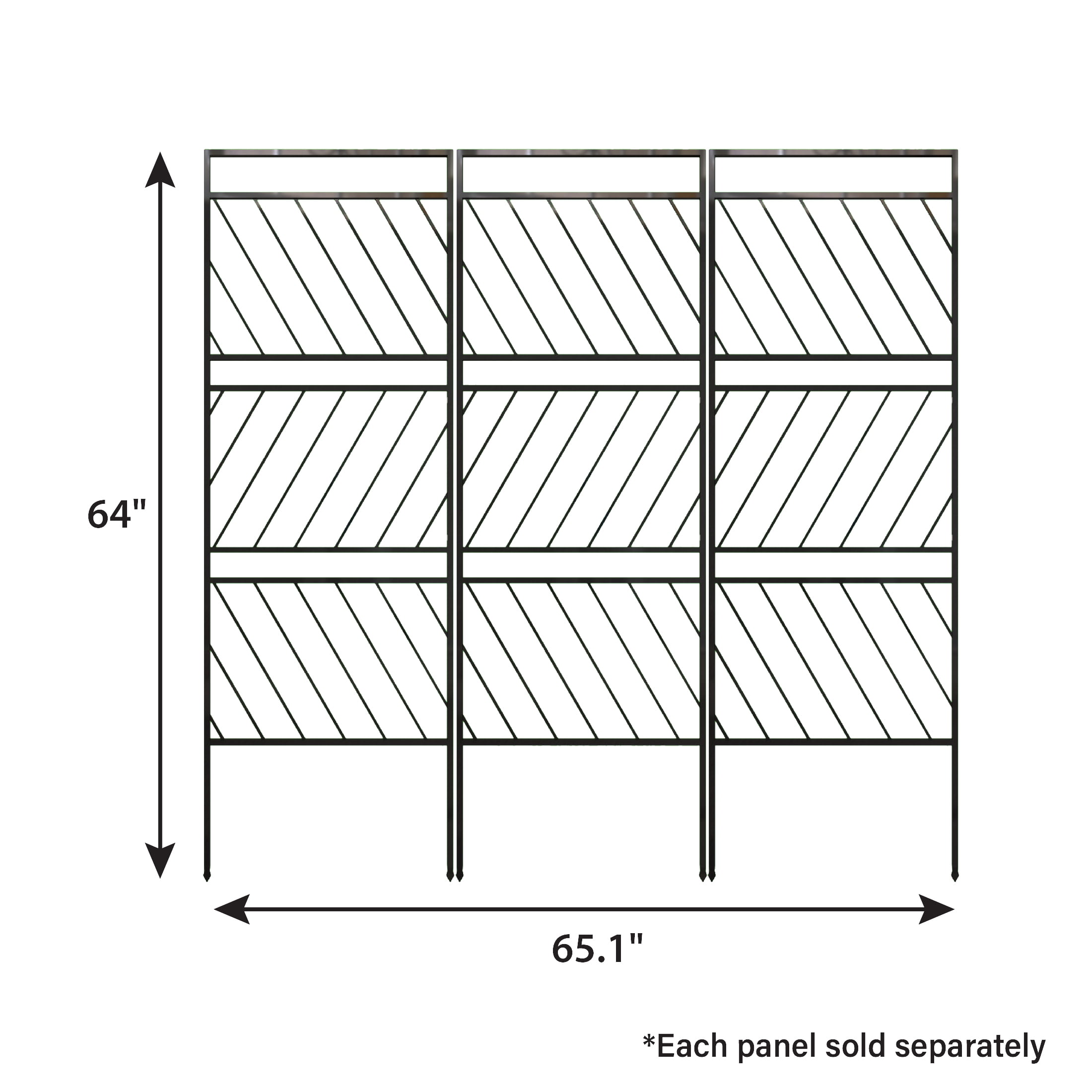 Expert Gardener 64in H x 21.7in W Garden Trellis with Chevron Pattern, Black Powder Coated Steel