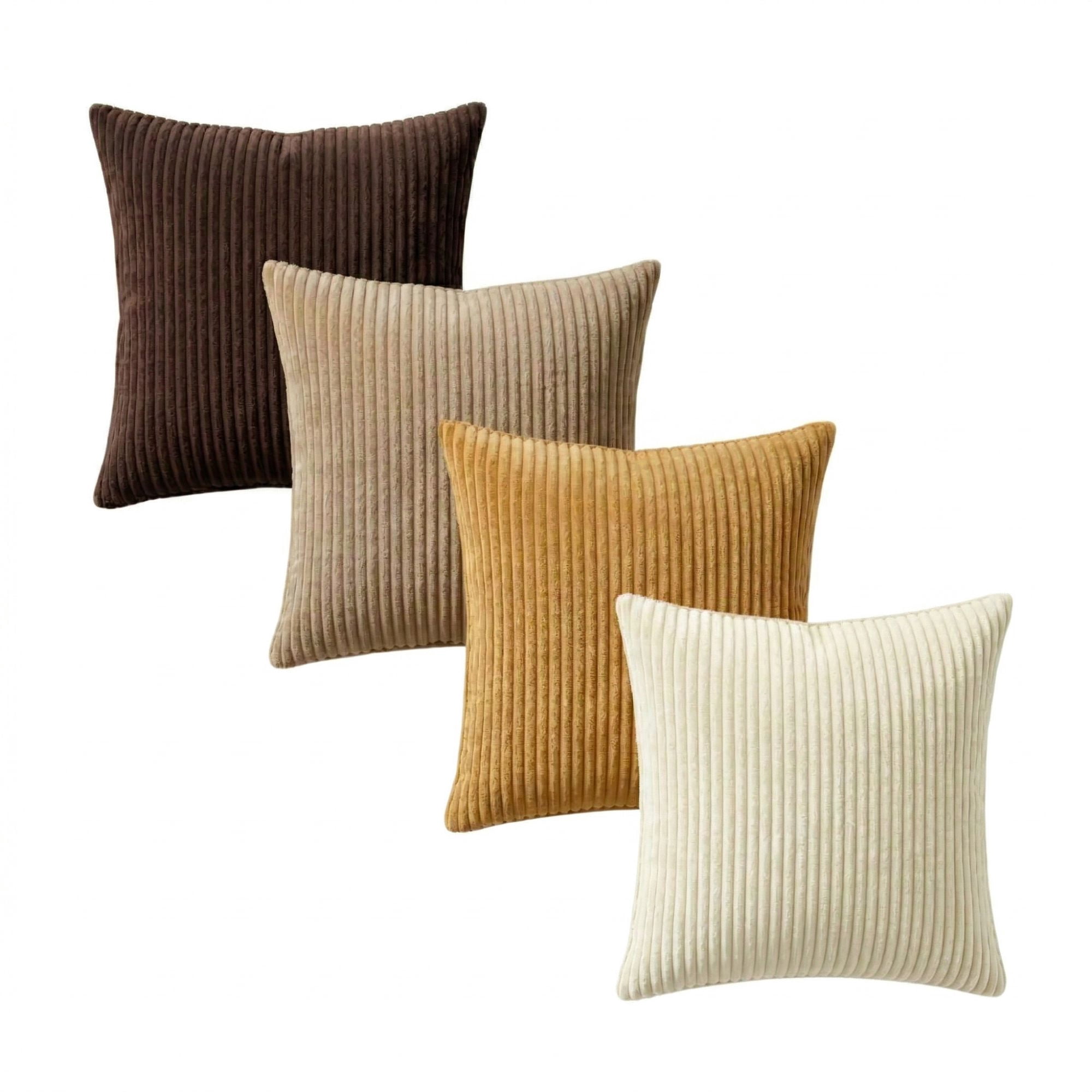 Decorative Throw Pillow Covers 18x18 Inch, Set of 4 Soft Corduroy Cushion Covers, Farmhouse Boho Neutral Pillow Cases for Couch, Sofa, Bed, Living Room