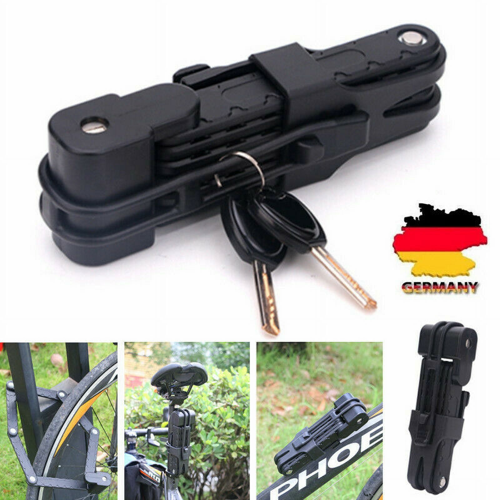 FELTECHELECTR Folding Bike Lock Steel Cable with ABS Rubber Coating for Anti-Theft Security