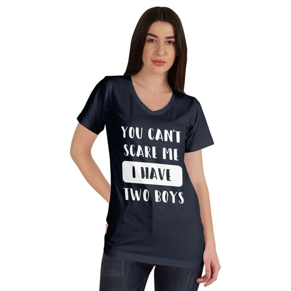 Inkmeso You Can't Scare Me I Have Two Boys Funny Graphic Mom Tshirt Cotton Top Tee