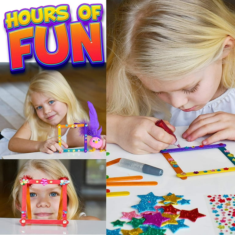 Fyrome Children's Craft Set DIY Kids Crafts Supplies Craft Art Material Set for Kids with Pipe Cleaner Pompom Googly Eye Feather Sequin Scrapbooking
