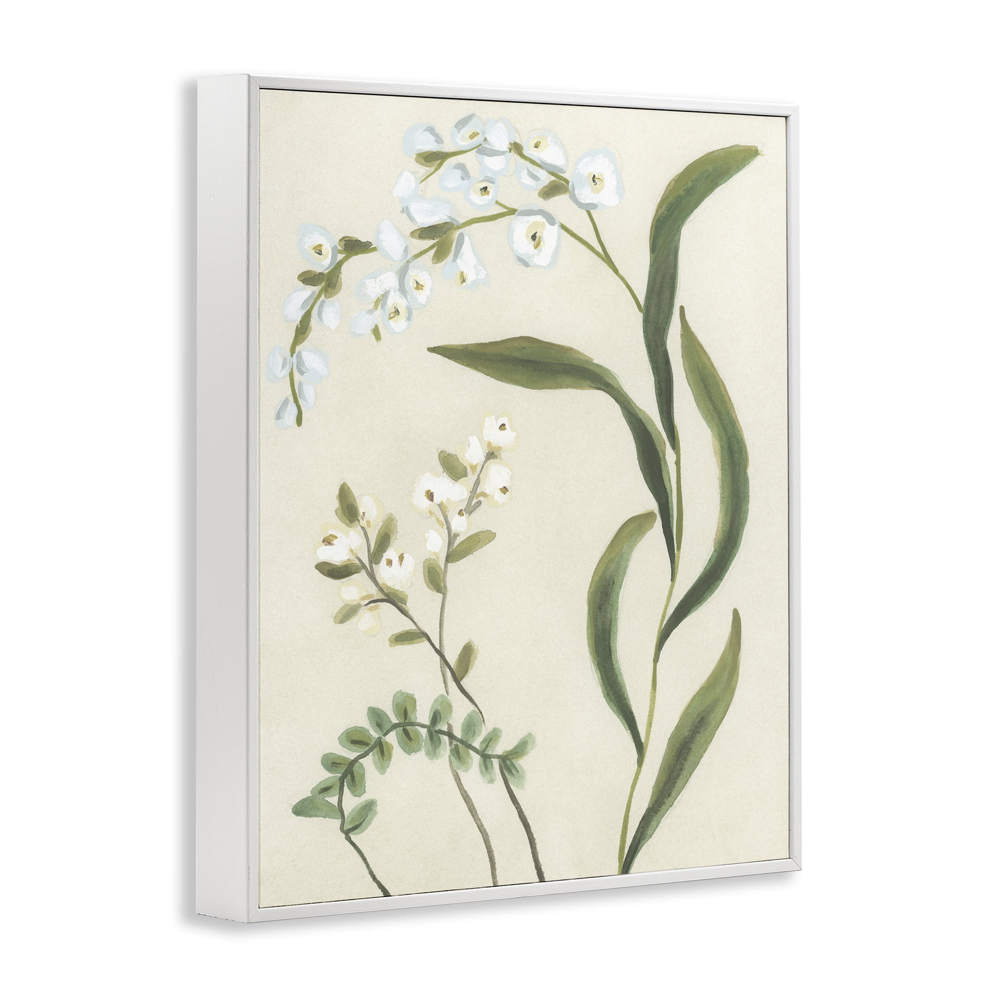 Stupell Industries Neutral Snowdrop Stems White Framed Giclee Art, design by June Erica Vess