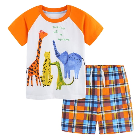 Boy Athletic Outfit Sets Toddler Boy Summer Set Letter Print Crew Neck Short Sleeves T-Shirts Elastic Waist Shorts 2Pcs Outfits Short Sets Summer Dailywear Set 5-6 Years
