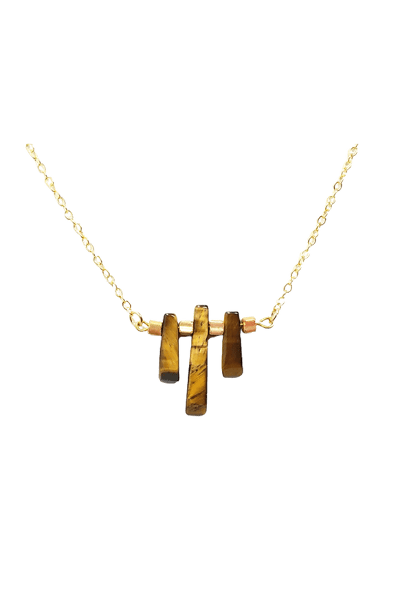 Tiger Eye Stone Fan Necklace