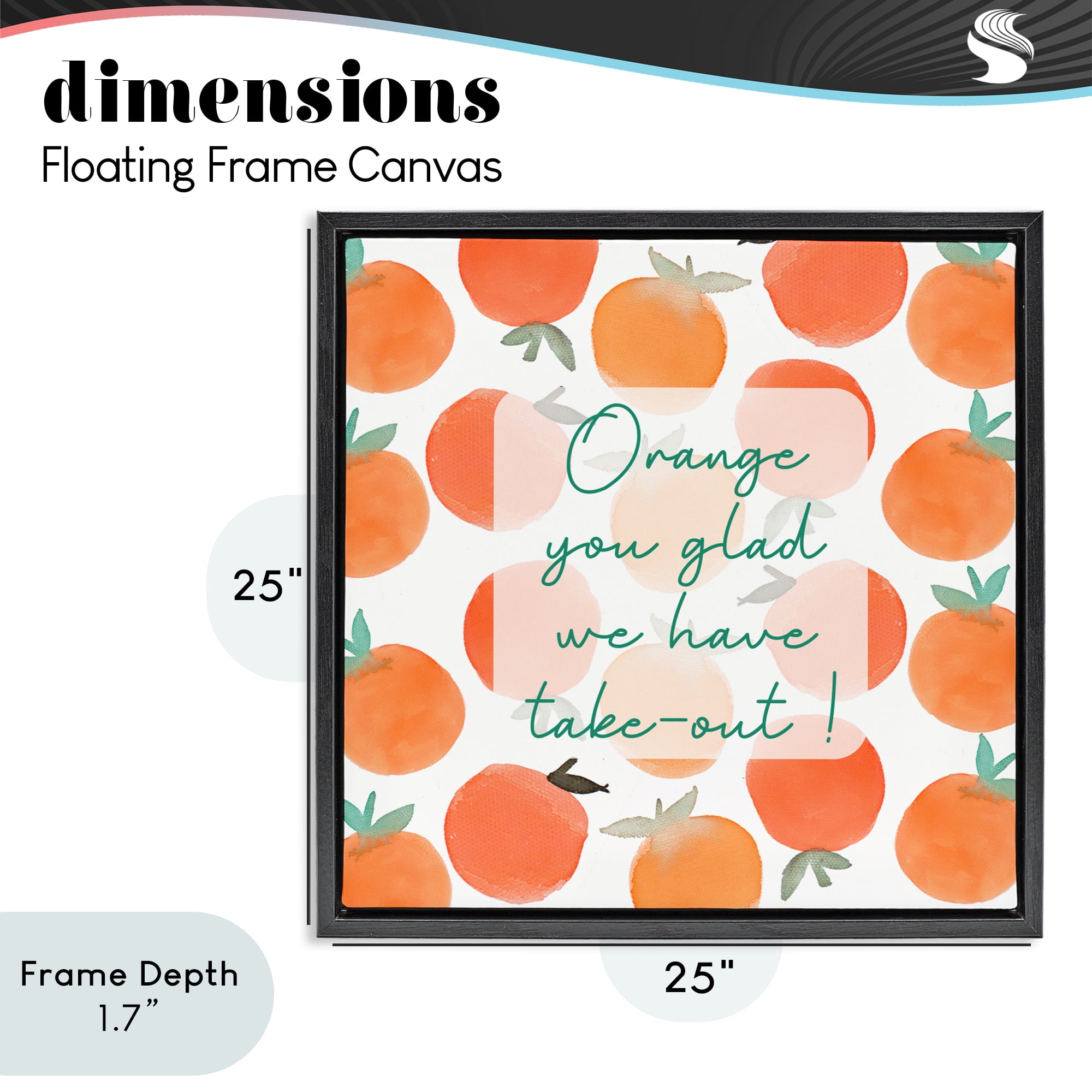Stupell Industries Orange You Glad Black Framed Floater Canvas Wall Art, design by Emily Navas