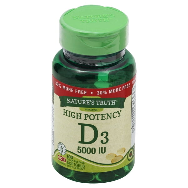 Natures Truth High Potency Vitamin D3 5000 Iu Quick Release Softgels Vitamin Supplement 130 Ct Bottle Walmartcom