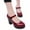 Wine, variant on Hoshoes Black Round Toe High Heel Thick Heels Shoes With Buckle Strap Formal Shoes for Women Close for Office Party Casual Wedding