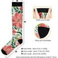 thumbnail image 3 of FREEAMG High Elasticity Compression Socks, High Knee Socks Adult Universal Leisure Relieve Fatigue,Christmas Poinsettia Flowers Travel Daily with Running (2 Pair), 3 of 7