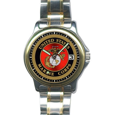 Marine Corps Dress - Aqua Force Marine Corps Insignia Stainless Steel Dress Watch (30M water resistant)