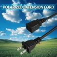 thumbnail image 6 of NeoMart-2 Prong Polarized Black Extension Cord 5 feet Thin Power Cable Male to Female,125V 5A 625W for Indoor/HomeUse,Slim Design for Christmas Lights,Halloween Decor,Lamps & Small Appliances (1Pack), 6 of 17