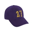 thumbnail image 3 of Daxton 3D Vintage Custom Number Low Profile Adjustable Baseball Dad Hat Cap, Purple Gold, 27, 3 of 4