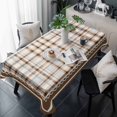 thumbnail image 2 of Brown Checked Rectangle Tablecloth, Brown Lace Vintage Buffalo Plaid Waterproof & StainResistant Tablecloth, Washable Oil-proof Table Cover for Dining/Party/Wedding/Camping/Buffet 54x108 In, 2 of 9