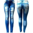 thumbnail image 1 of JACK DAVID Premium Blue Denim Stretch Jeans Destroy Skinny Ripped Distressed Pants, 1 of 4