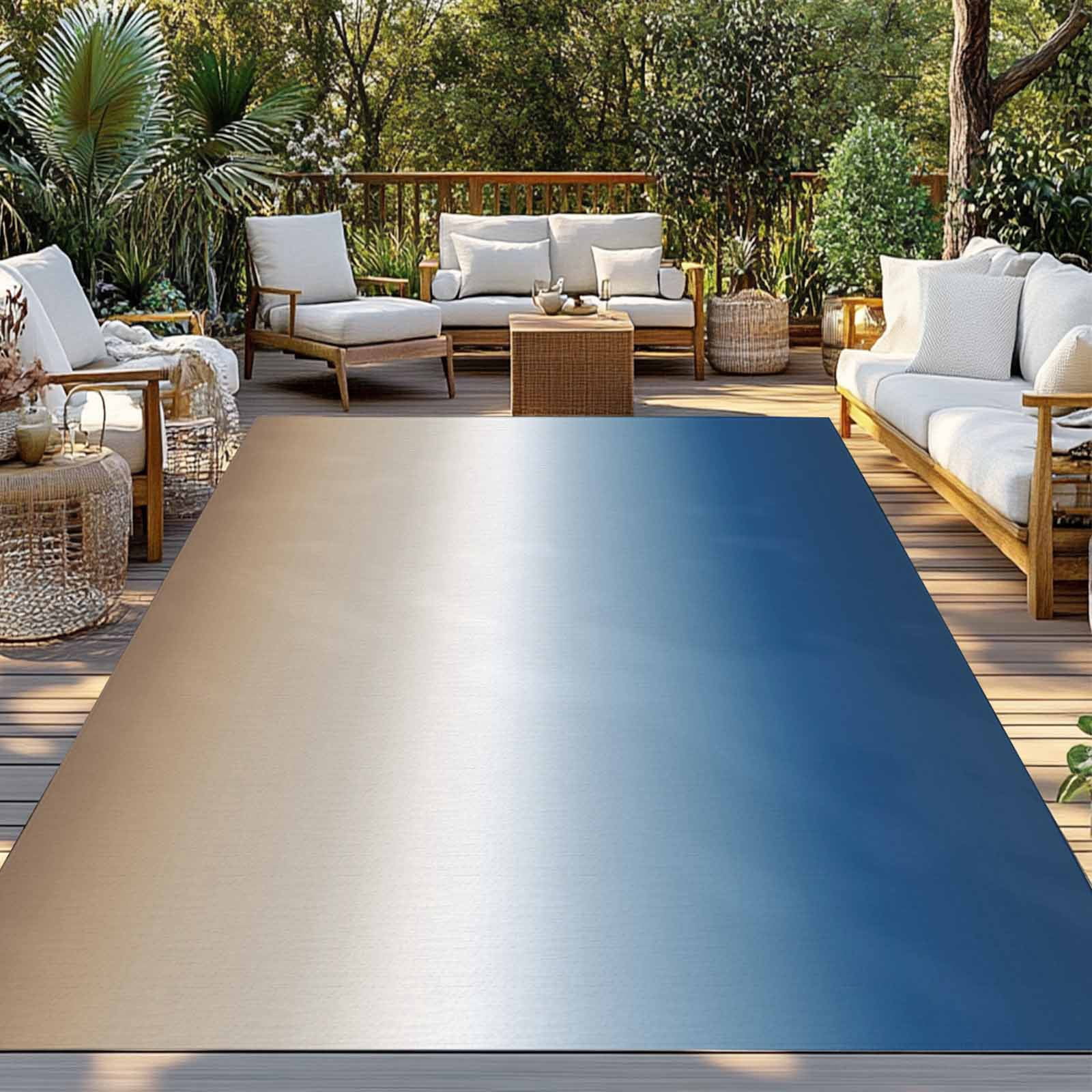 5' x 8' Outdoor Rug, Navy Blue Beige Ombre Cream Outdoor Washable Rug Large Floor Carpet, Modern Abstract Art Aesthetics Non Shedding Area Rug for Outside Patio RV Porch Deck Balcony Camping