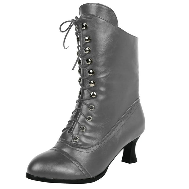 Kcodviy Bottes Hautes Vintage Imprimées Femmes Mi Chaussures Femmes Bottes Talons Femmes Mi Femmes à Empiècements Bottes Femmes