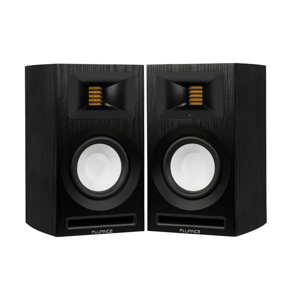 Fluance Ri71 Reference Stereo Powered Bookshelf Speakers with High Performance AMT Tweeters, 5" Drivers, 120W Amplifier for Music, Turntable, TV, PC - HDMI, Bluetooth, RCA & Subwoofer Out (Black Ash)