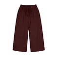 thumbnail image 7 of FAHXNVB Girls Wide Leg Pants with Pockets Drawstring Elastic Waist Solid Color Casual Pants Lightweight Loose Fit Fashion Pants 7-16 Years, 7 of 7